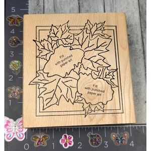 Make‎ An Impression Leaves Frames Paper Art Design Rubber Stamp Wood #F12